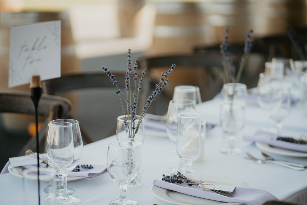 Dusted Valley wedding table settings. 