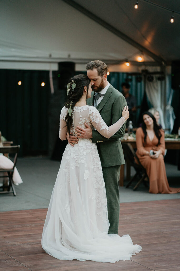 A couple's first dance after getting married. 